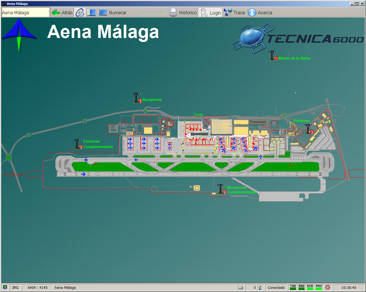 Pantalla principal de WinSIT32 en el aeropuerto de Málaga